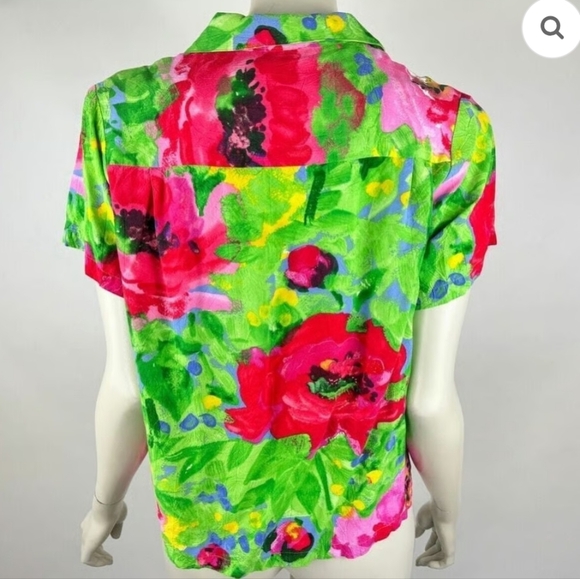 Vintage Jams World Colorful Floral Button-Down Shirt_Small - Picture 3 of 4